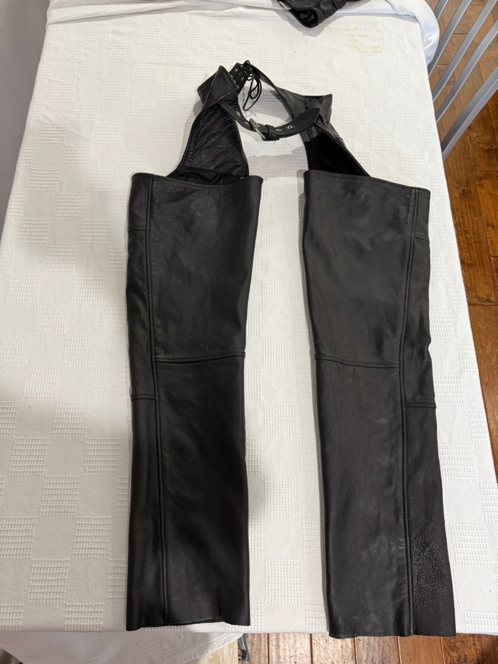 Black Leather Motorcycle Chaps by FMC